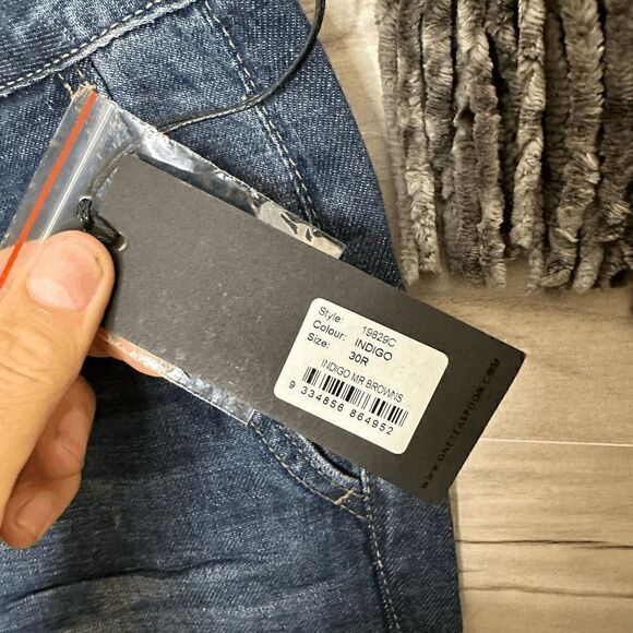 One Teaspoon Blue Indigo Tapered Relaxed Distressed Linen Mr Browns Jeans - Picture 6 of 7